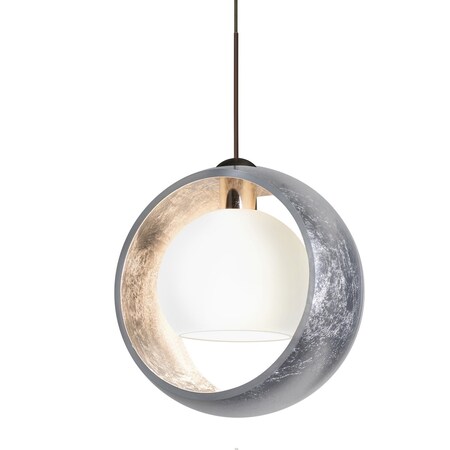 Besa Lighting Pogo Cord Pendant, Silver/Inner Silver and Opal Matte, Bronze Finish, 1x5W LED 1XT-4293SS-LED-BR